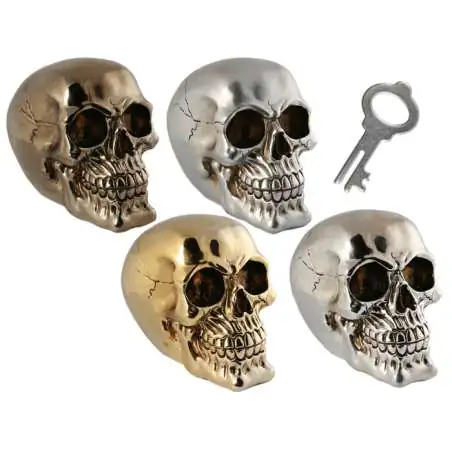 Spardose mit Schloss, Totenkopf, ca. 15 cm, sortiert