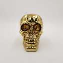 Spardose mit Schloss, Totenkopf, ca. 15 cm, sortiert, gold
