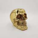 Spardose mit Schloss, Totenkopf, ca. 15 cm, sortiert, gold