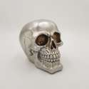 Spardose mit Schloss, Totenkopf, ca. 15 cm, sortiert, silber matt