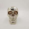 Spardose mit Schloss, Totenkopf, ca. 15 cm, sortiert, silber glänzend