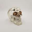 Spardose mit Schloss, Totenkopf, ca. 15 cm, sortiert, silber glänzend